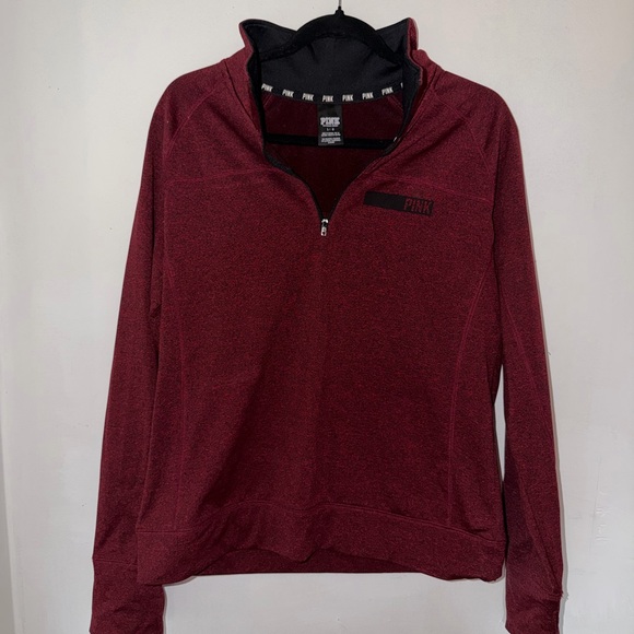 PINK Victoria's Secret Tops - PINK Victoria’s Secret Quarter Zip Pullover Burgundy Size L